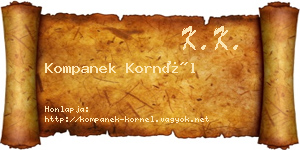 Kompanek Kornél névjegykártya